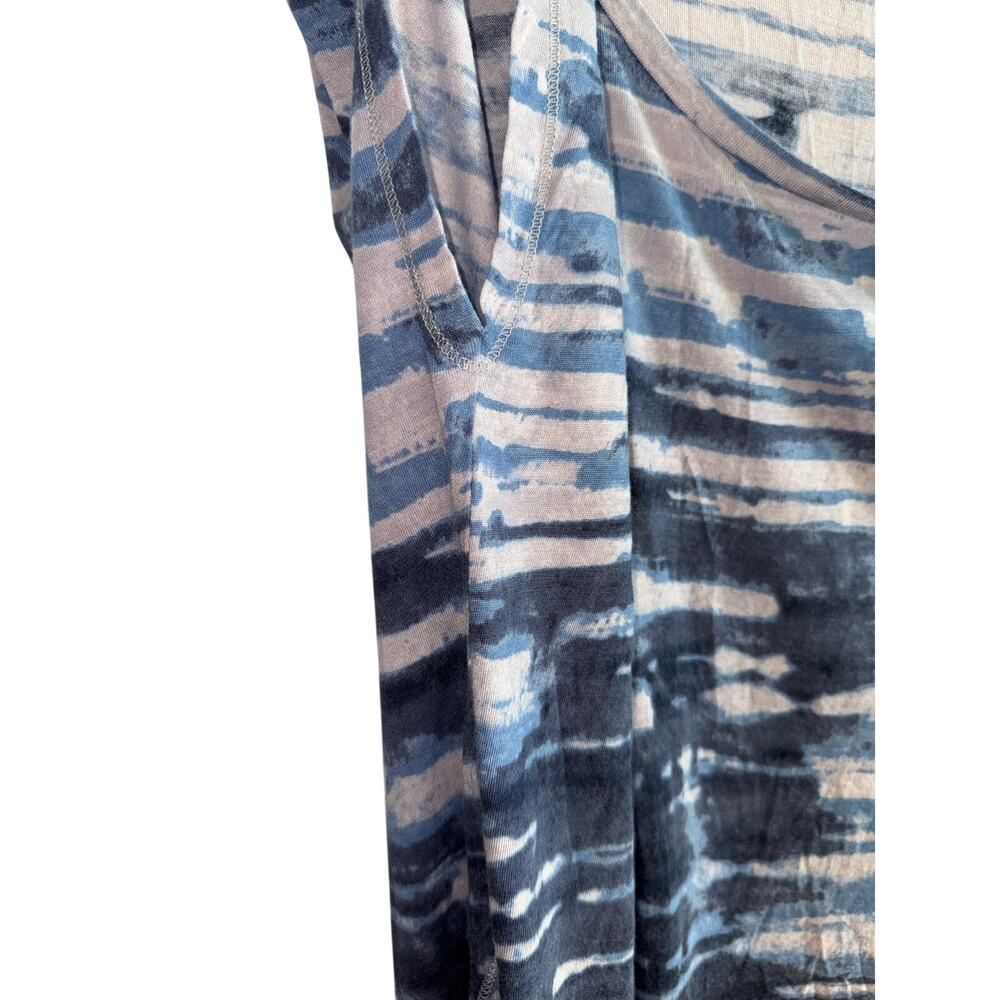 Rachel Roy Blue Striped Modal Scoop Neck Tee - Size Large - Picture 4 of 7